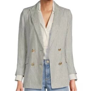 Antonio Melani Riviera Stripe Notch Lapel 3/4 Sleeve Button Blazer Size 10